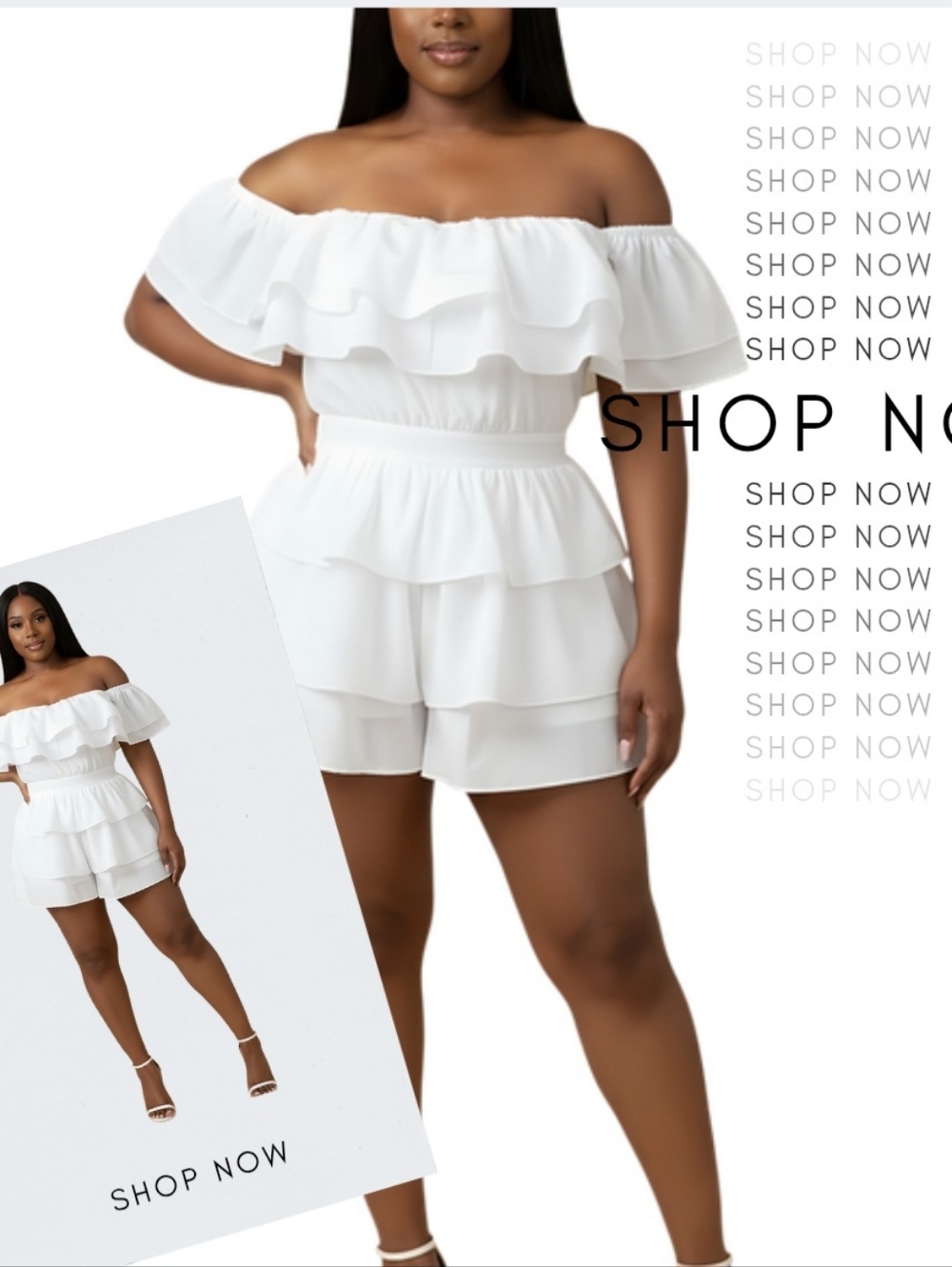 The Off Shoulder Oasis Romper - WHITE